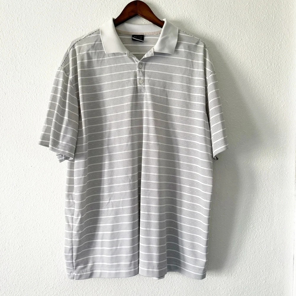 NIKE GOLF Men’s Polo Tee Button Neck Stripes Casual Preppy Everyday EUC Sz XXL